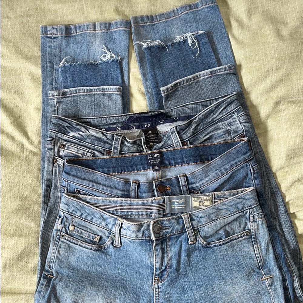 Lot of 3 Jeans J Crew Factory Converse One Star Refuge Bootcut Skinny preowned
